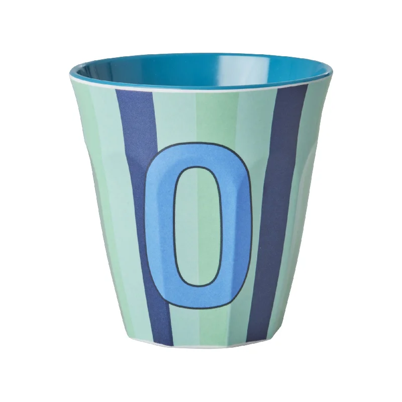 custom coffee mugs for special promotions-Rice DK Melamine Cup with The Letter O - Stripes Blueish - Medium - 250ml