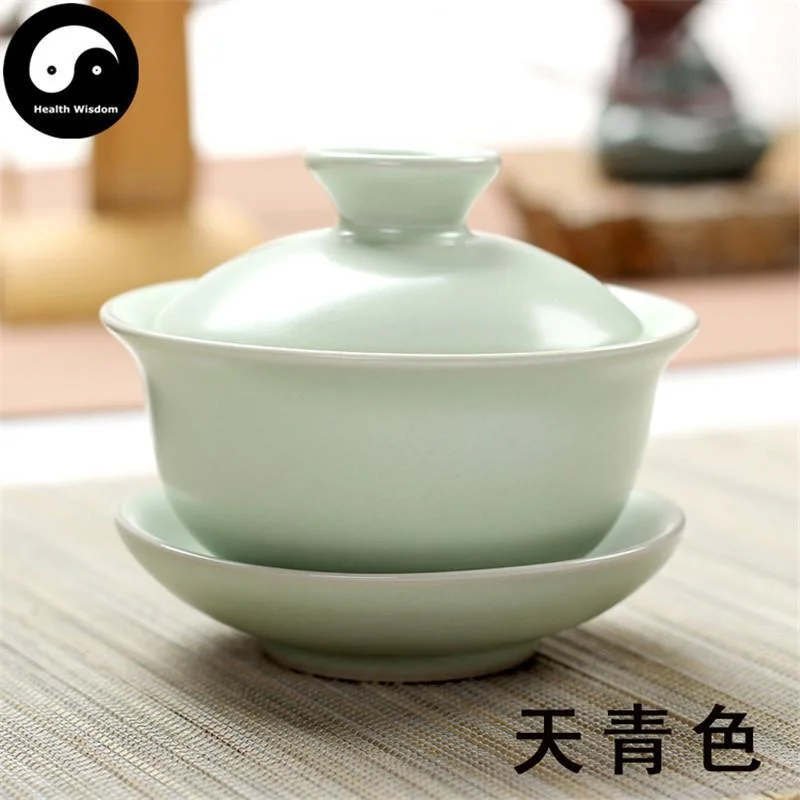 trendy coffee mugs for home decor-Ru Ceramic Gaiwan Tea Cup 120ml 汝窑盖碗