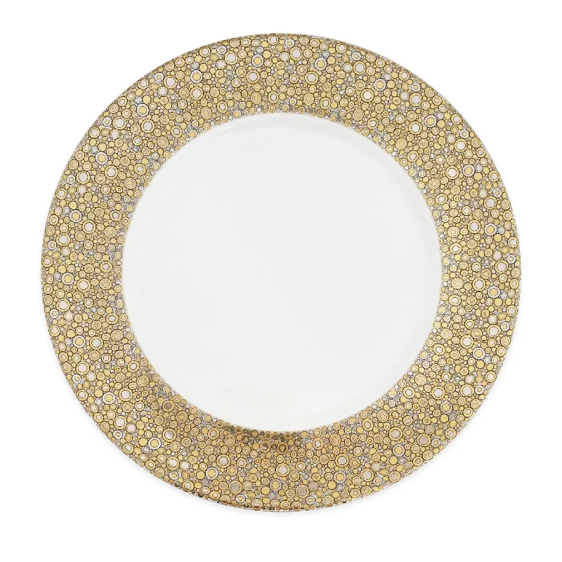 dinner plates with intricate floral designs-Ellington Shimmer Gold & Platinum Charger Plate