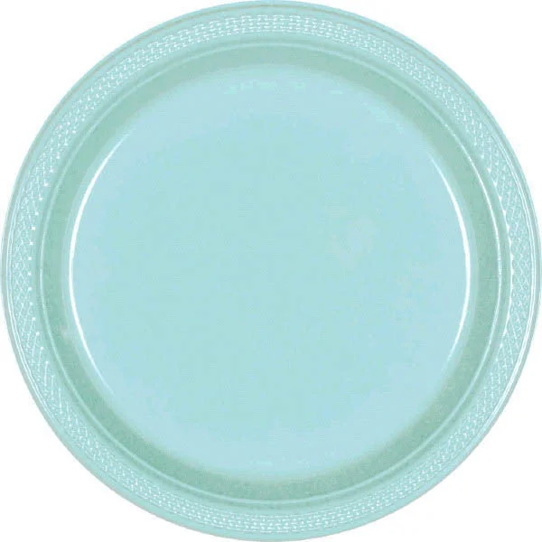 stylish disposable dinnerware for parties-PLASTIC PLATES - ROBIN'S EGG BLUE   7"   20 COUNT