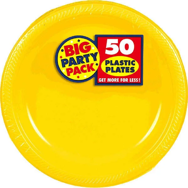 luxury tableware for family dinners-PLASTIC PLATES BRT YELLOW 7"   50PCS/PKG