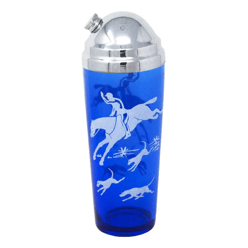 formal dinnerware set for upscale dinners-Hazel Atlas Cobalt Fox Hunt Shaker