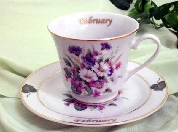 unique mugs with creative designs-Flower of the Month Teacup - February