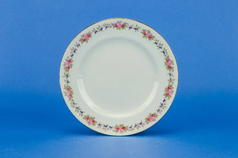 dinnerware set with elegant floral designs-6 small pink cake plates