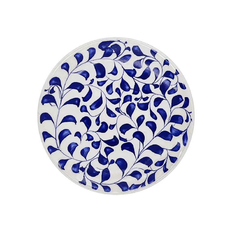 outdoor dinnerware for camping trips-Navy Blue Scroll Side Plate