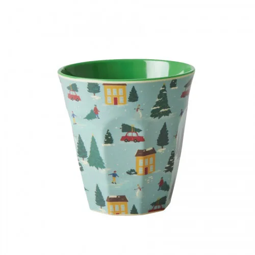 cute travel mugs for coffee lovers-Rice DK Melamine Cup with Happy Holiday Print - Medium - 250 ml