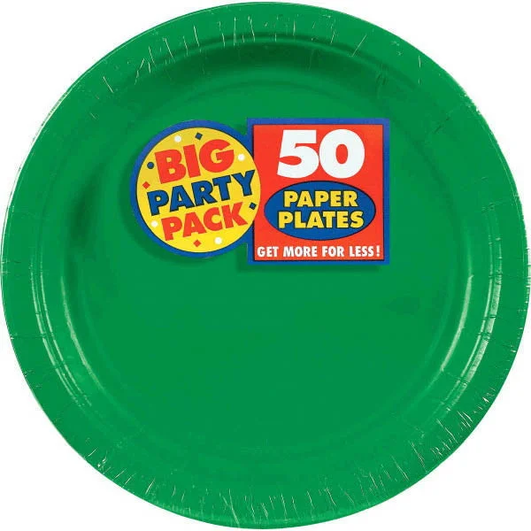 unique dinner plates for memorable events-PAPER PLATE FESTIVE GREEN 8.5" 50CT