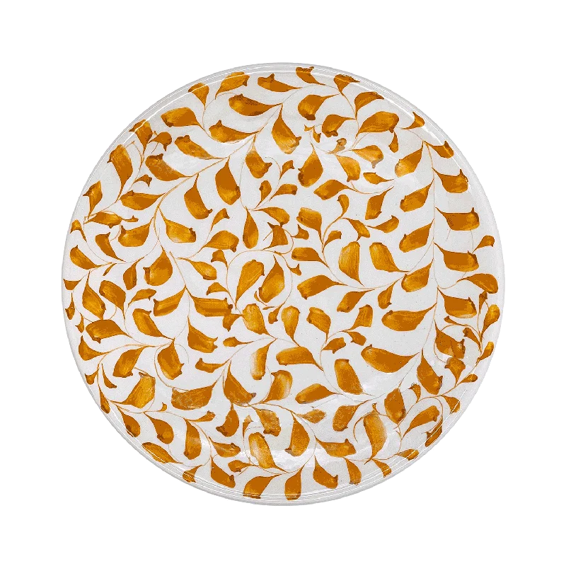 dinnerware with simple and clean designs-Yellow Scroll Dinner Plate