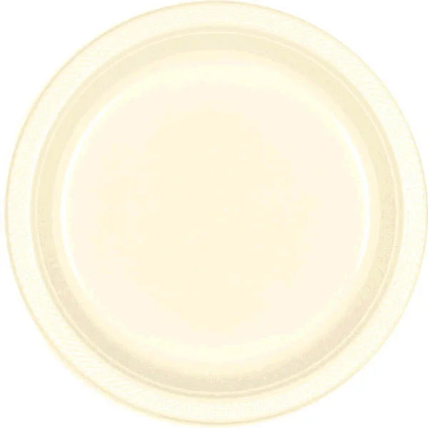 unique dinnerware for hosting intimate dinners-PLASTIC PLATES - VANILLA CREME  7"   20 COUNT