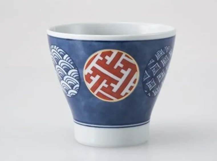 best custom mugs for businesses-Saikai Ceramics: Nishiki Marumon Pattern Tea Cup