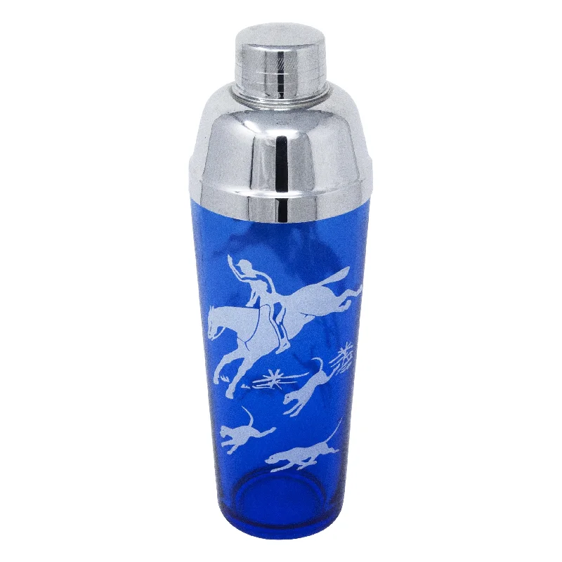 eco-friendly dinnerware for picnics-Hazel Atlas Cobalt Hunt Cocktail Shaker