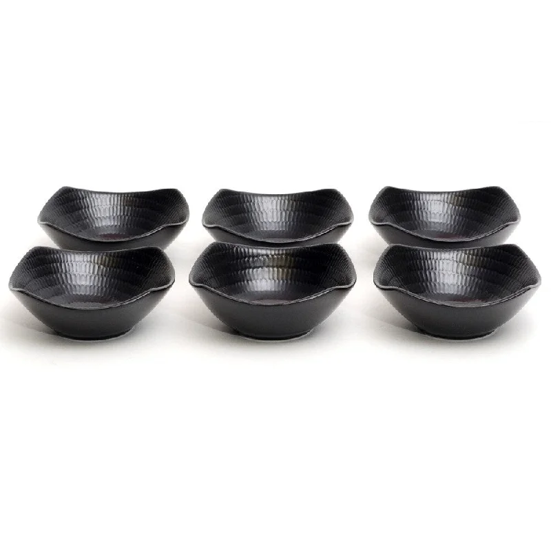 eco-friendly dinnerware for picnics-Black Rice Square Fruit Bowl 4.25" 4oz (Set of 6)