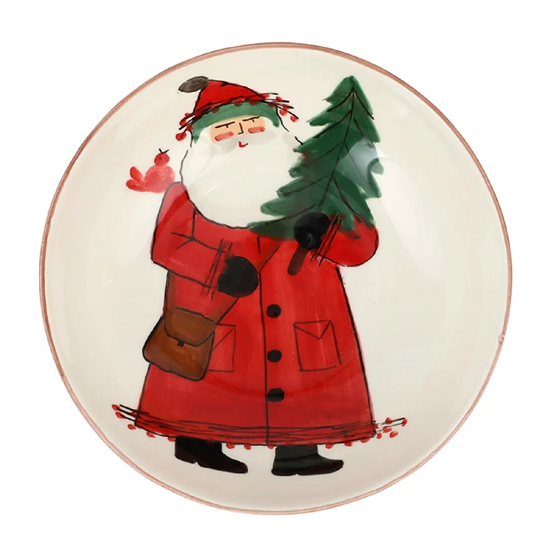 eco-friendly dinner plates with intricate designs-Vietri Old St. Nick Medium Serving Bowl