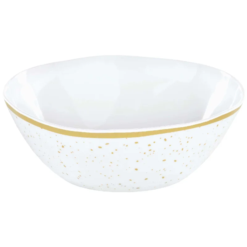 reusable outdoor dinnerware set-Small White and Gold Melamine Bowl, 6 Inches, 1 Count