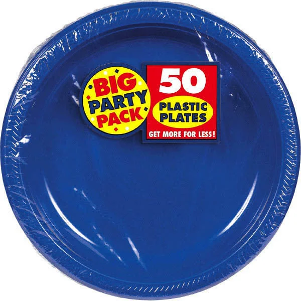 formal dinnerware set for upscale dinners-PLASTIC PLATES ROYAL BLUE 7"   50PCS/PKG