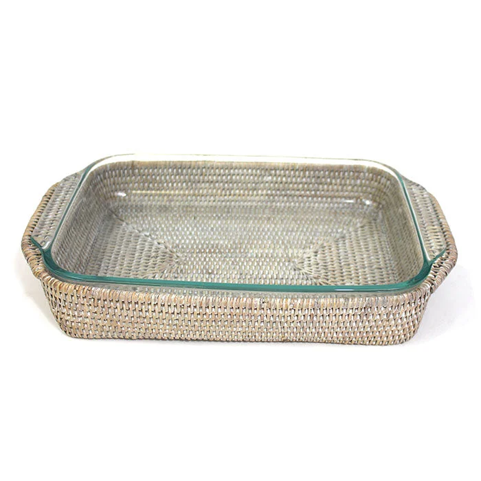 heavy-duty dinnerware for restaurants-Rattan Pyrex Baker- 11" X 9" Rectangle