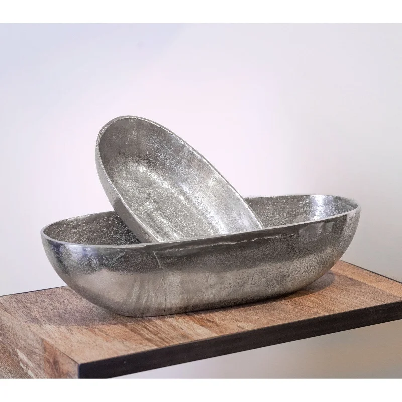 outdoor dinnerware for camping and travel-Lg. Raw Nickel Oval Bowl - RAW NICKEL