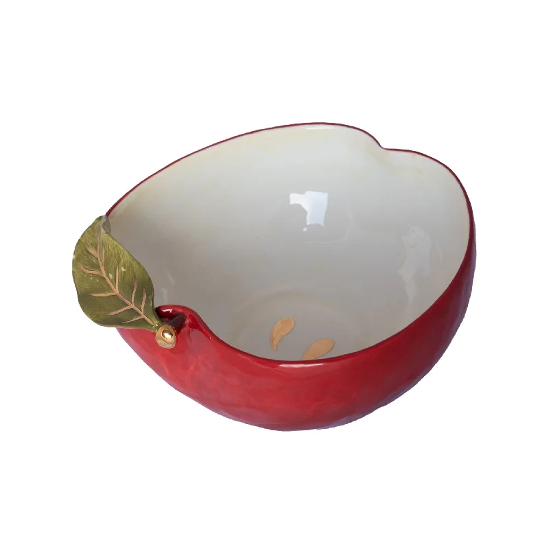 casual dinnerware with modern accents-Rockett St George Apple Bowl with Gold Detail, 19.5x21cm