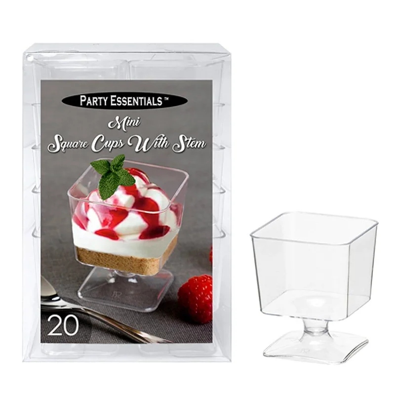 dinnerware for upscale gatherings-Mini Square Cup With Stem 2 Oz., 20 Count