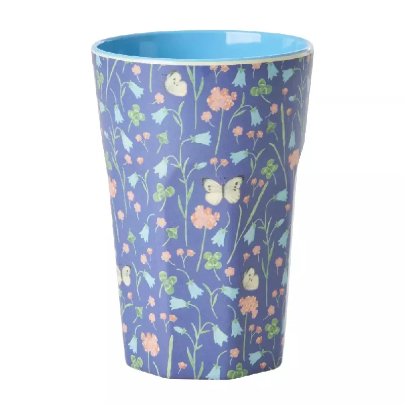 large coffee mugs for slow mornings-Rice DK Melamine Cup with Butterfly Field Print - Tall - 400ml