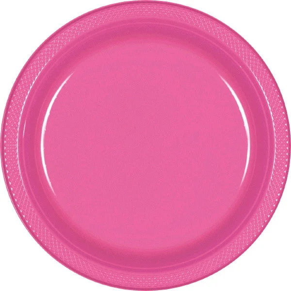 personalized dinnerware for home use-PLATE - BRIGHT PINK 9"    PLASTIC   20 CT/PKG