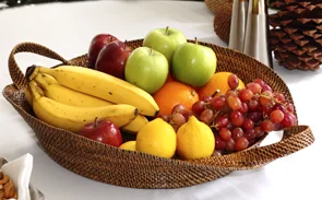 unique stoneware dinner plates set-Rattan Oval Tray With Handles