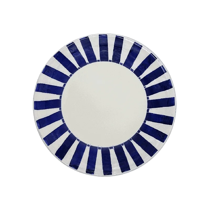 outdoor dinner plates for camping meals-Navy Blue Stripes Side Plate