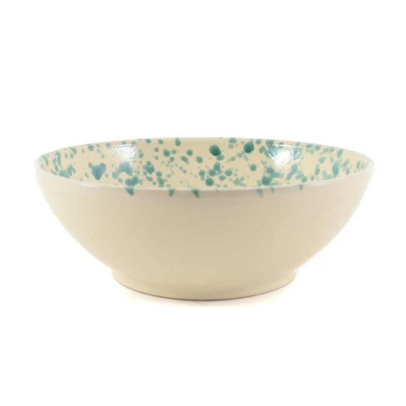 dinnerware with simple and clean designs-Puglia Aquamarine Splatter Large Salad Bowl, 28cm