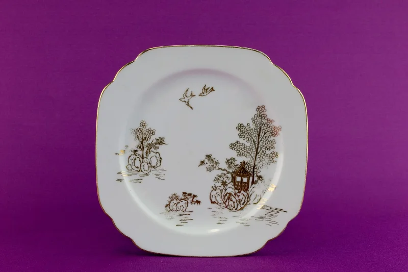 porcelain dinner plates for upscale events-5 small Noritake porcelain plates, Japanese 1910s