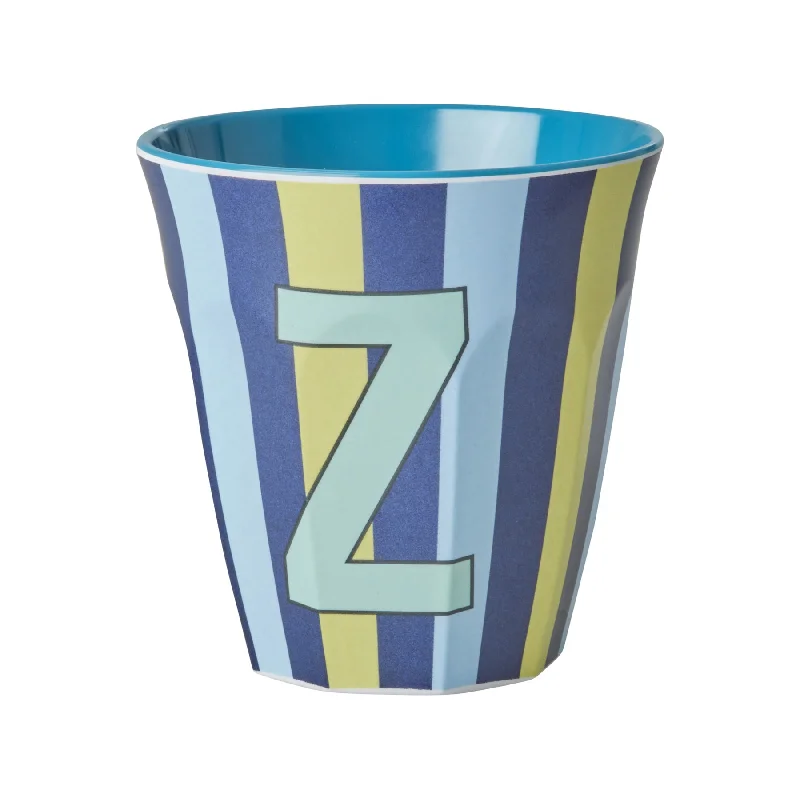 personalized coffee mugs for birthday gifts-Rice DK Melamine Cup with The Letter Z - Stripes Blueish - Medium - 250ml