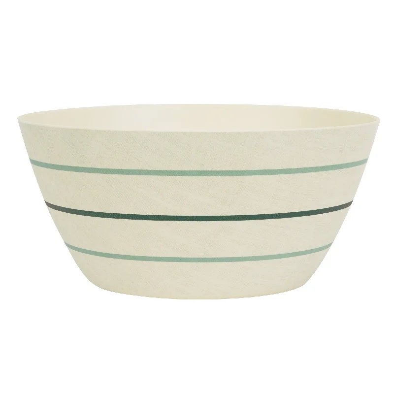 set of dinnerware for small gatherings-Bamboo Melamine Serving Bowl, Green Lines, 1 Count