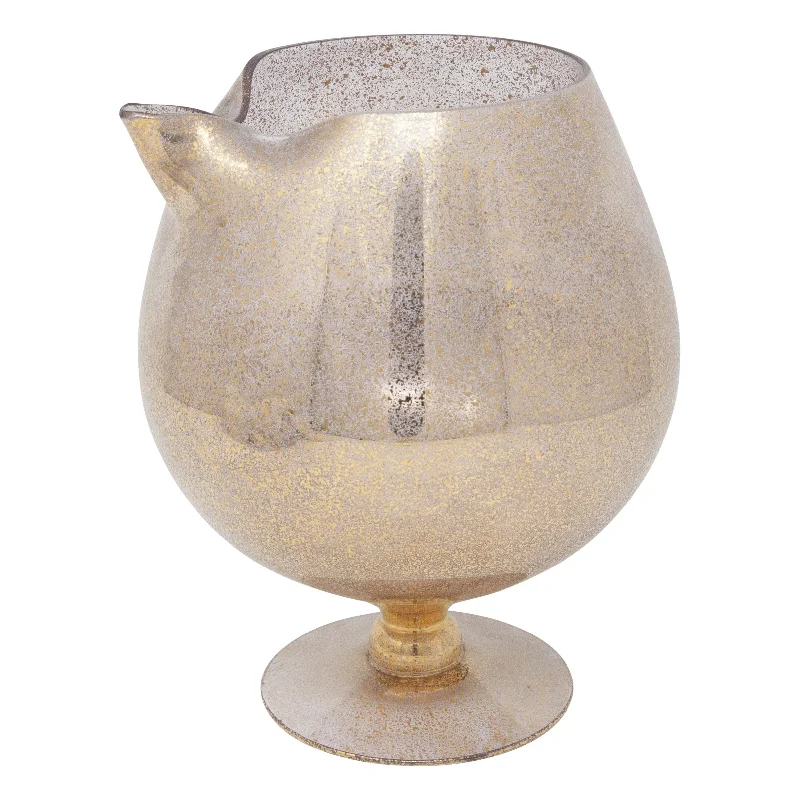 dinner plates with modern geometric designs-Gold Fleck Pedestal Cocktail Pitcher