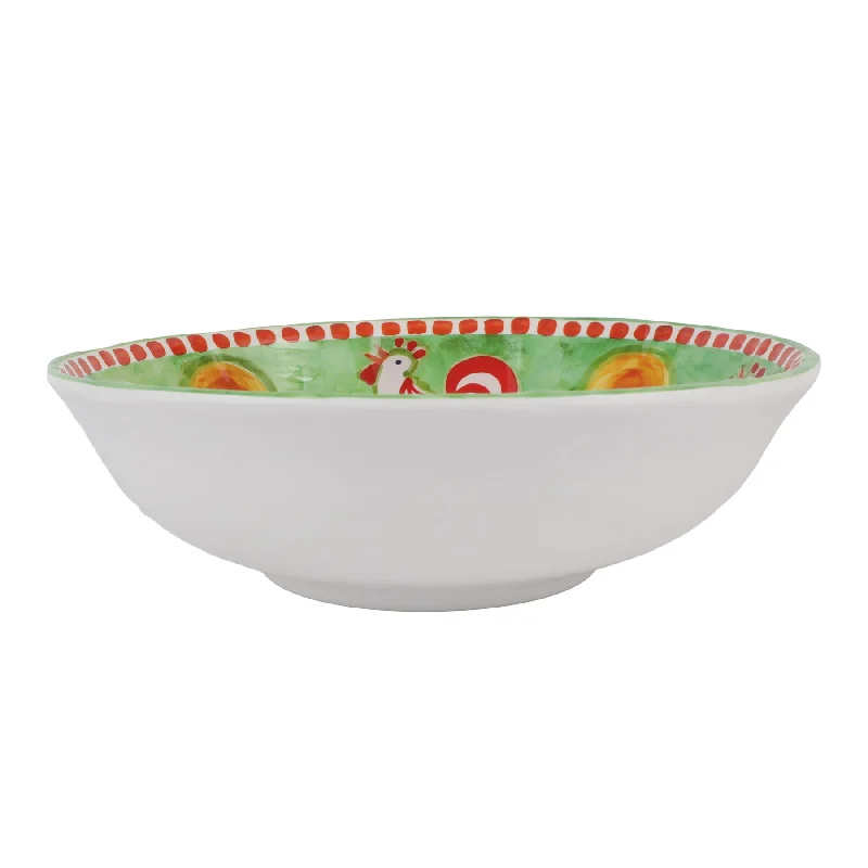 eco-friendly bamboo dinnerware for picnics-Vietri Melamine: Campagna Gallina (Rooster) Large Serving Bowl