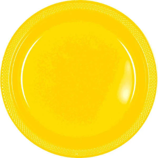 minimalist dinnerware with clean lines-PLATE - YELLOW SUNSHINE 9"    PLASTIC   20 CT/PKG