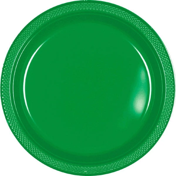 casual dinner plates with bold patterns-PLATE - FESTIVE GREEN 9"    PLASTIC   20 CT/PKG