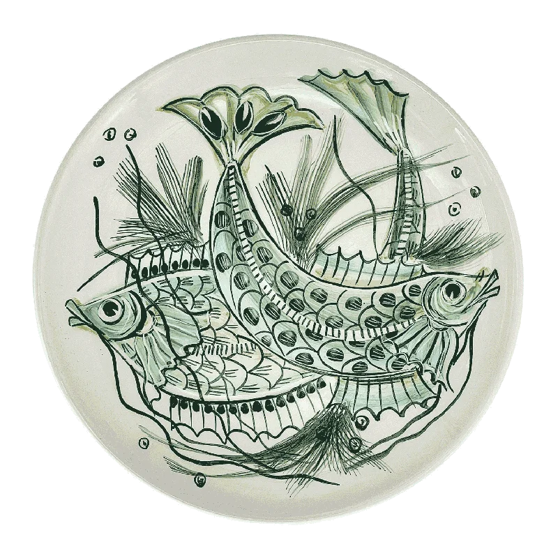 high-quality plates for family dinners-Green Aldo Fish Charger Plate