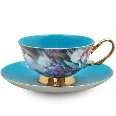 large custom coffee mugs for events-Satin Shelley Bone China Teacup (Tea Cup) Turquoise