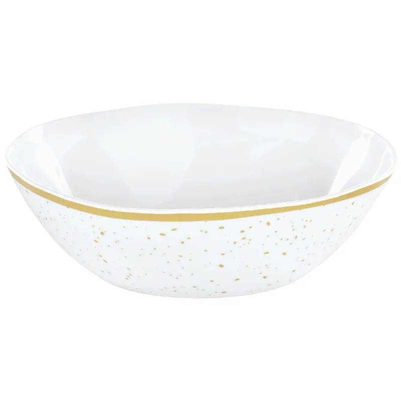 unique stoneware dinner plates set-Large White and Gold Melamine Bowl, 12 Inches, 1 Count