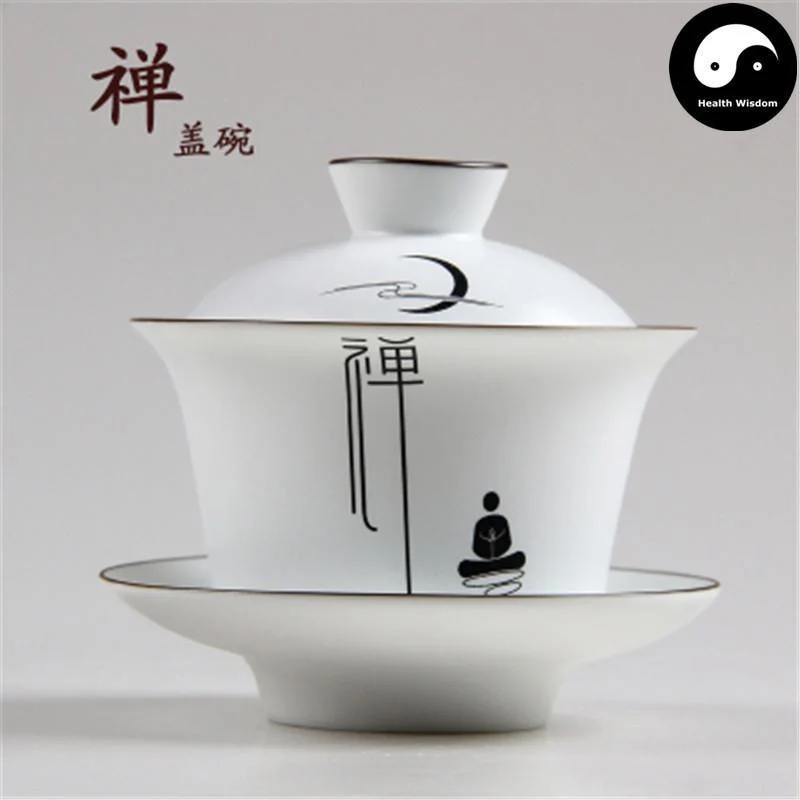 trendy travel mugs for commuters-Ceramic Gaiwan Tea Cup 150ml 定窑盖碗