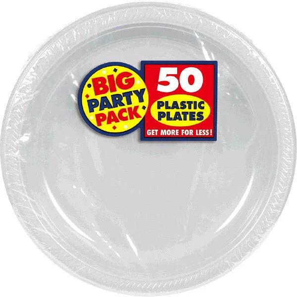 high-quality plates for family dinners-PLASTIC PLATES   SILVER 10.5"   50PCS/PKG