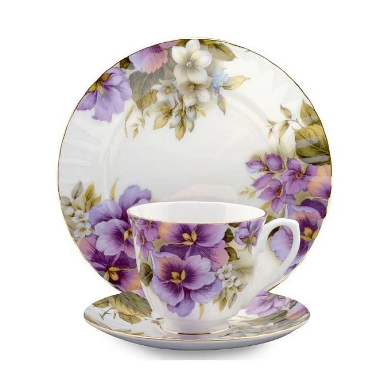 stainless steel mugs for tea lovers-Pansy Bone China Tea Cup (Teacup) and Saucer