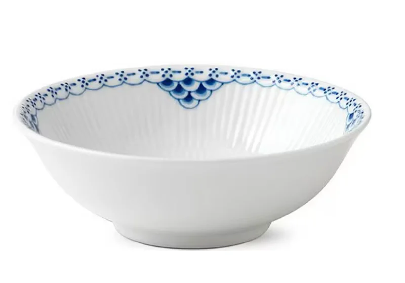 durable dinner plates for everyday meals-Royal Copenhagen Princess Delicate Lace Blue Pattern Painted Border Cereal Bowl