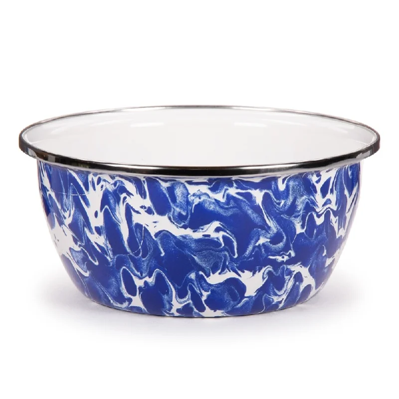 dinnerware set for outdoor events-Golden Rabbit Cobalt Swirl Enamelware Salad Bowls (Pack of 4)