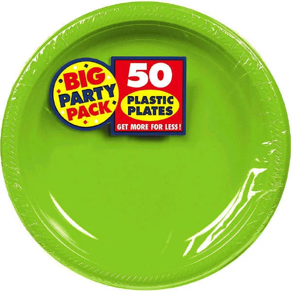 chic dinner plates with silver accents-PLASTIC PLATES   KIWI 7"   50PCS/PKG