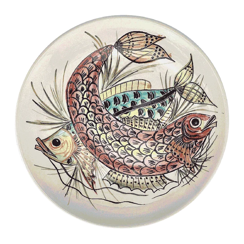 kids dinnerware with colorful designs-Red Aldo Fish Charger Plate