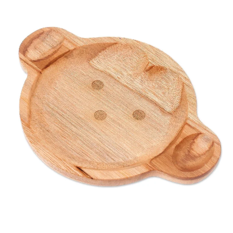 disposable dinner plates for birthday parties-Novica Handmade Playful Monkey Teak Wood Serving Plate