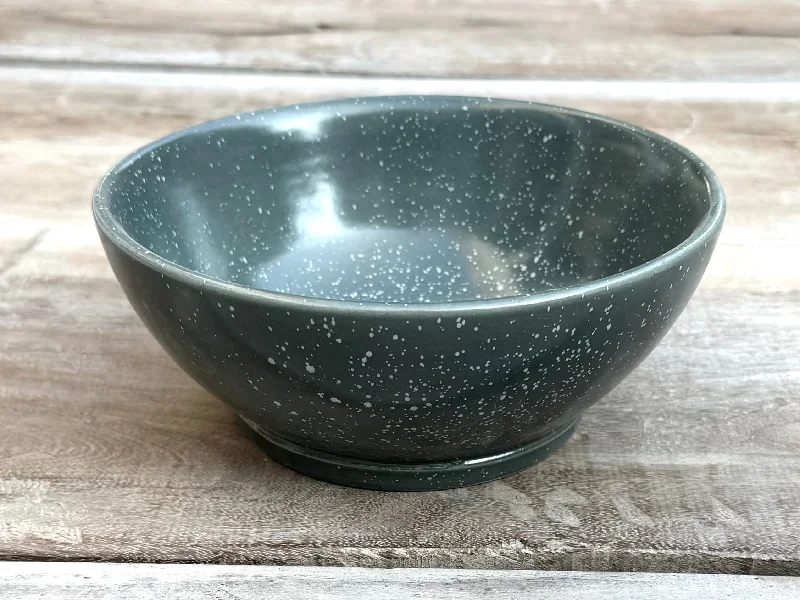 casual dinnerware with contemporary designs-Matte dark grey with white speckle noodle/pasta/salad bowl.