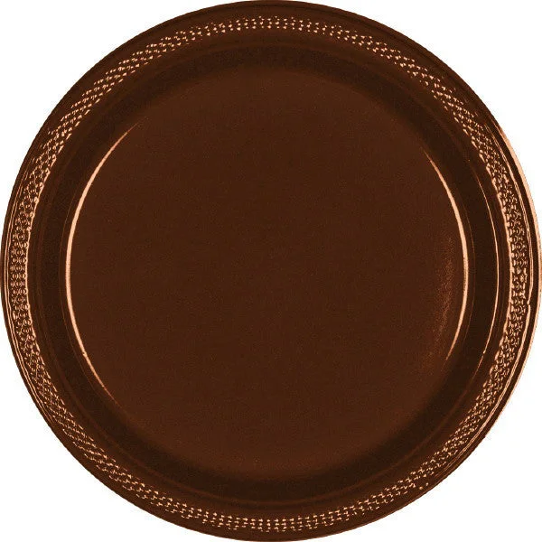 high-end dinnerware for special events-PLASTIC PLATES - CHOCOLATE BROWN   7"   20 COUNT