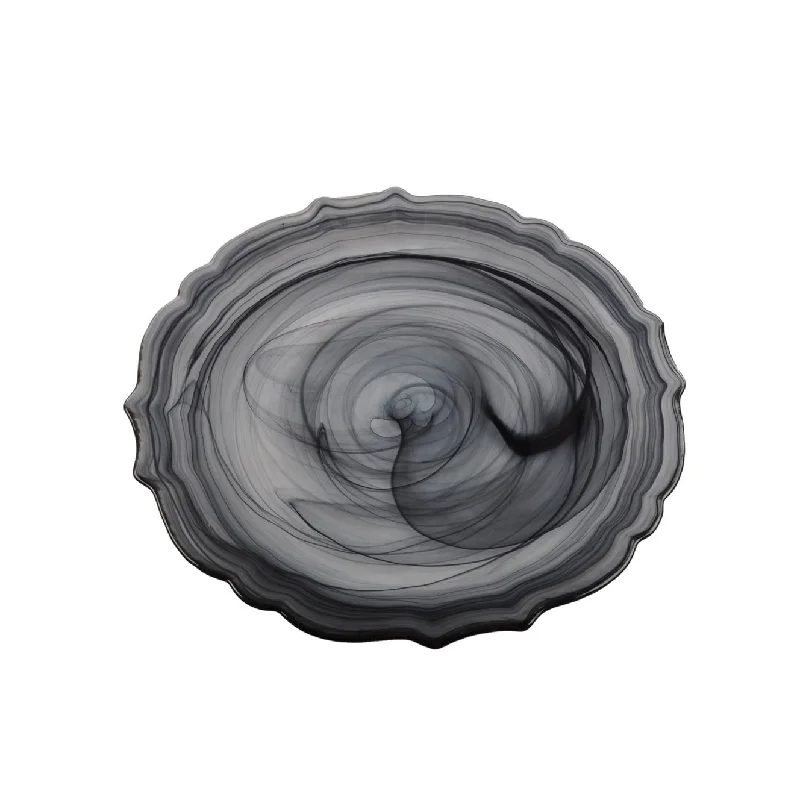 glass dinnerware set for hosting-Swirl Glass Black Salad Plate 8" Dia- A - A