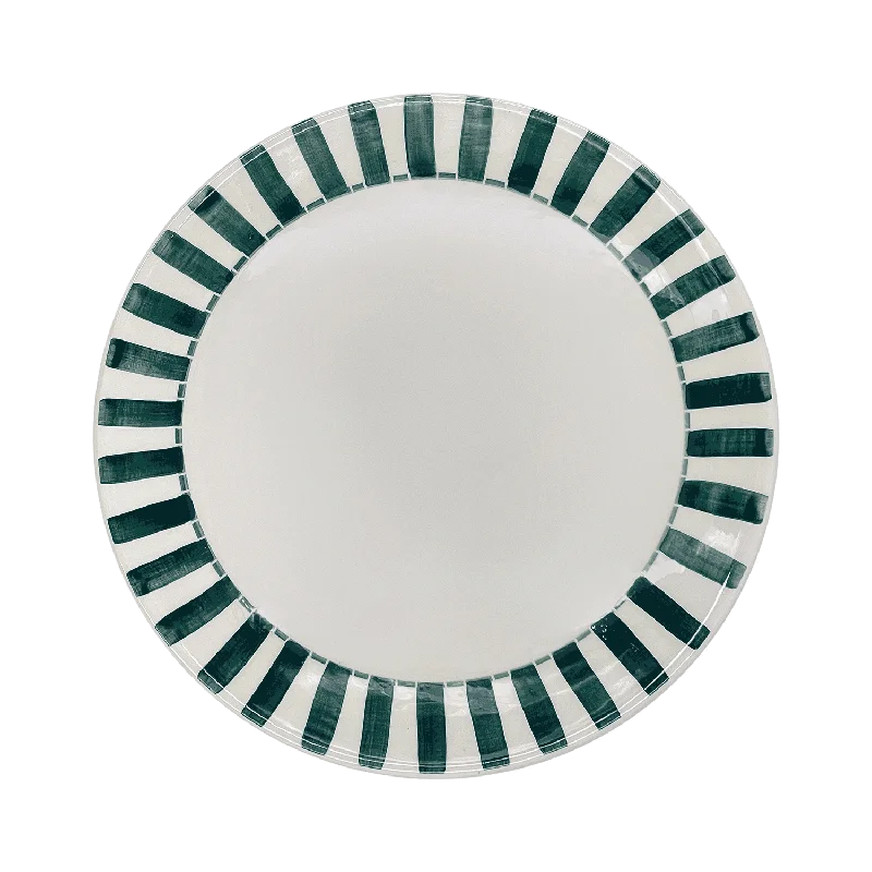 eco-friendly dinner plates with intricate designs-Green Stripes Dinner Plate